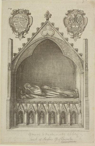 Uitzicht op het graf van Avaline, gravin van Lancaster (vrouw van Edmund, graaf van Lancaster) in Westminster Abbey, 1666 door Wenceslaus Hollar
