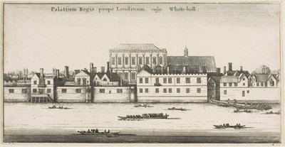 Whitehall vanaf de rivier door Wenceslaus Hollar