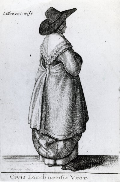 Vrouw van een Burger van Londen, 1643 door Wenceslaus Hollar