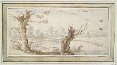 Wilgen aan de rivier de Rur door Wenceslaus Hollar