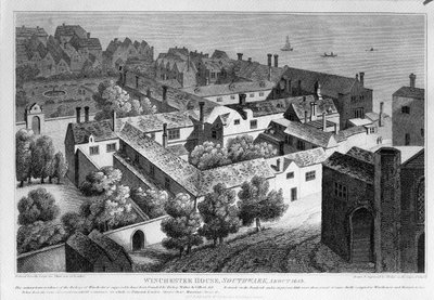 Winchester House, Southwark rond 1649, gepubliceerd in 1812 door Wenceslaus Hollar