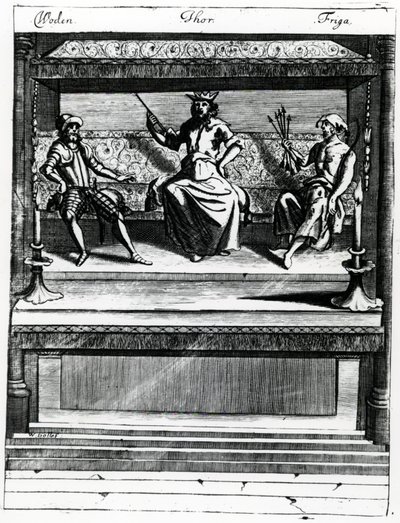 Woden, Thor en Friga door Wenceslaus Hollar