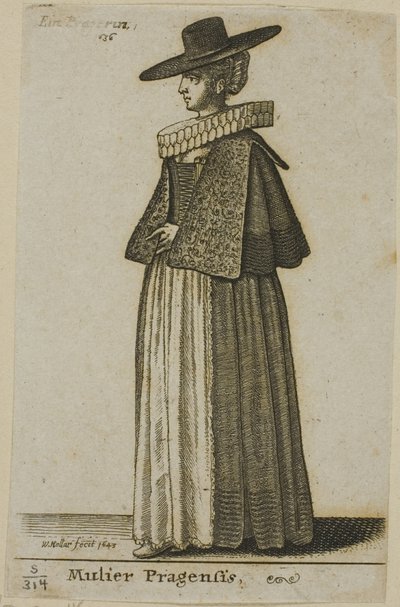 Vrouw uit Praag door Wenceslaus Hollar