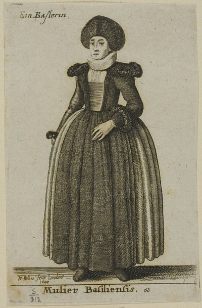 Vrouw van Basel door Wenceslaus Hollar