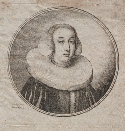 Vrouw met een Molensteenkraag door Wenceslaus Hollar