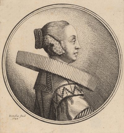 Vrouw met een kraag in profiel, 1643 door Wenceslaus Hollar