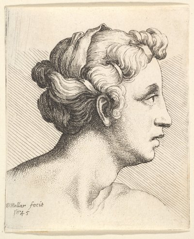 Vrouw met een Gebonden Haarlok in Profiel naar Rechts, 1645 door Wenceslaus Hollar