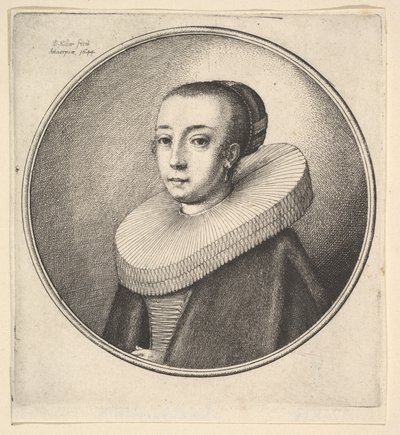 Vrouw met ronde kanten kraag door Wenceslaus Hollar