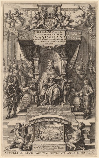 Titelpagina van "Philosophia Universia" door Wenceslaus Hollar after Abraham van Diepenbeeck