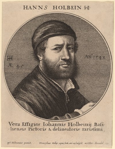 Hans Holbein de Jongere door Wenceslaus Hollar after Hans Holbein the Younger