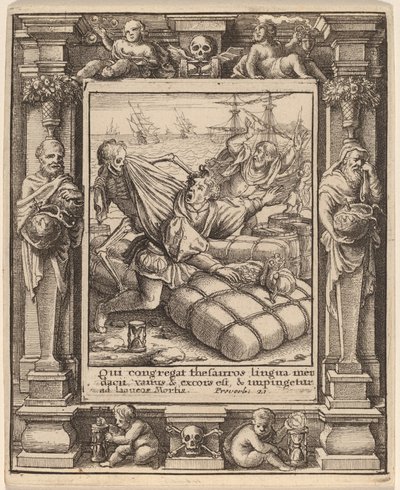 Handelaar door Wenceslaus Hollar after Hans Holbein the Younger after Abraham van Diepenbeeck
