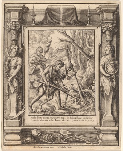 Toen Adam groef door Wenceslaus Hollar after Hans Holbein the Younger after Abraham van Diepenbeeck
