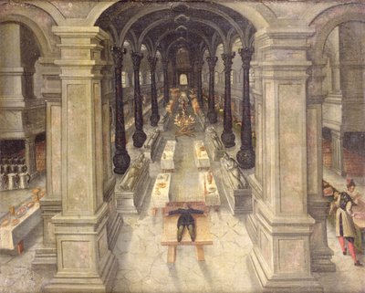 Een Occulte Begrafenismaaltijd in een Kerk door Wendel Dockler or Doechler