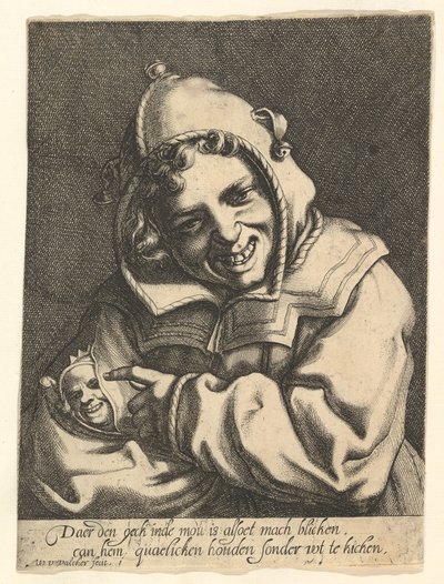 Lachende dwaas door Werner Jacobsz. van den Valckert