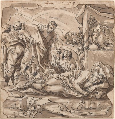 De dronkenschap van Noach door Werner Kübler after Tobias Stimmer