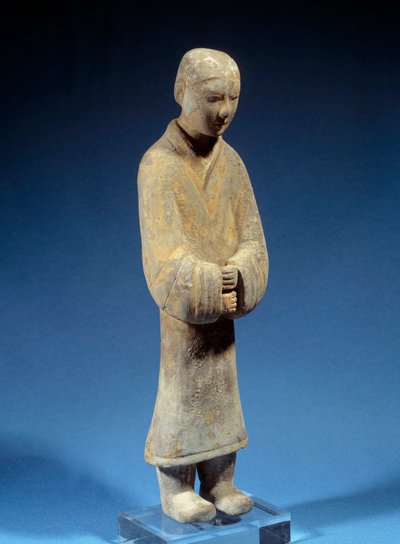 Chinese kunst: Dame die offers brengt; begrafenis terracotta uit de Han-periode. Parijs, Musee Cernuschi door Western Han Dynasty Chinese School
