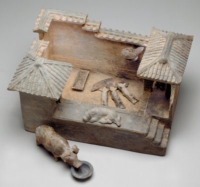 Begrafenismodel van een varkensstal door Western Han Dynasty Chinese School
