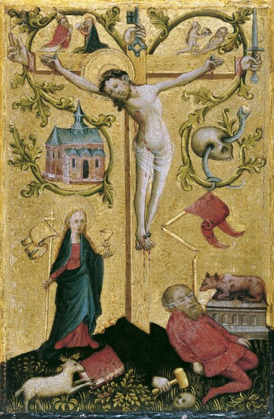 Christus aan het kruis als Redemptor Mundi door Westphalian Master