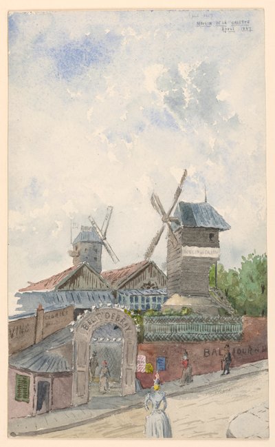 Tekening, Moulin de la Galette, Parijs, april 1887 door Whitney Warren Jr.