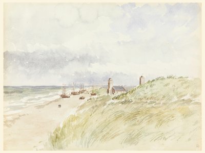 Tekening, De Kust bij Kativigh, Nederland, 21 augustus 1887 door Whitney Warren Jr.