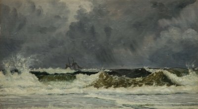 Slecht weer - De kust van Jutland door Whitworth Wallis
