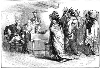 Bezoek van Pontiac en de Indianen aan Majoor Gladwin, 1763 ca. 1880 door Whymper