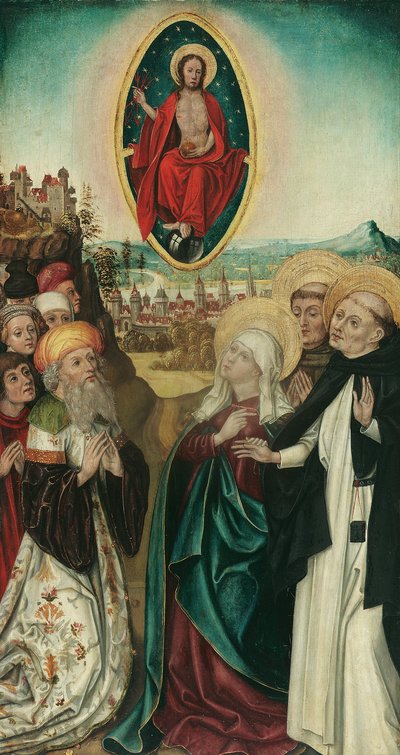 Visioen van de heilige Dominicus van Christus met de drie lansen door Wiener Maler (Umkreis Meister des Schottenaltars)