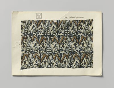 Staal met bedrukte zijde, dessin Tanzpaar door Wiener Werkstätte