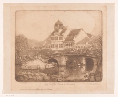 Aan de Kali Besar te Batavia door Wijnand Otto Jan Nieuwenkamp (signed by artist)