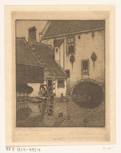 Achtergevel van het stadhuis in Oud-Beijerland door Wijnand Otto Jan Nieuwenkamp (signed by artist)