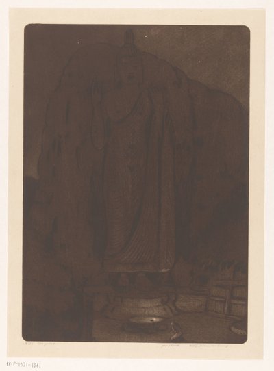 Beeld van de boeddha Avukana bij Kekirawa op Sri Lanka door Wijnand Otto Jan Nieuwenkamp (signed by artist)