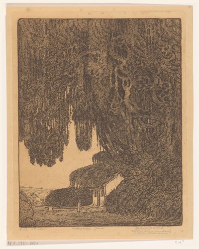 Chinese kapel in de omgeving van Semarang op Java door Wijnand Otto Jan Nieuwenkamp (signed by artist)