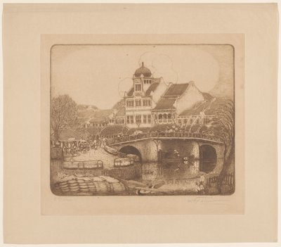 Het Kantoorgebouw van de Firma Sluyters & Co. Kali Besar Batavia door Wijnand Otto Jan Nieuwenkamp (signed by artist)