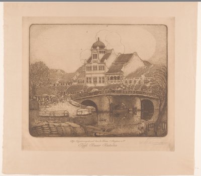 Het kantoorgebouw van de Firma Sluyters & Co. Kali Besar Batavia door Wijnand Otto Jan Nieuwenkamp (signed by artist)