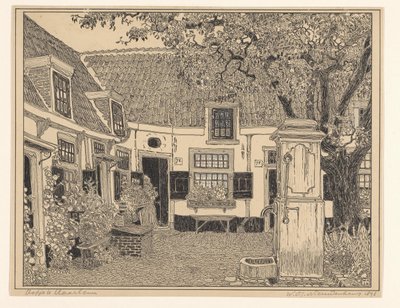 Hofje van Loo in Haarlem door Wijnand Otto Jan Nieuwenkamp (signed by artist)