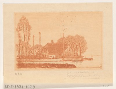 Huis aan het water in Oude Wetering door Wijnand Otto Jan Nieuwenkamp (signed by artist)