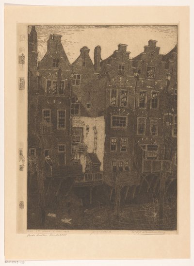 Huizen aan de Voorstraatshaven in Dordrecht door Wijnand Otto Jan Nieuwenkamp (signed by artist)