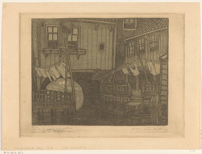 Huizen aan de haven van Enkhuizen door Wijnand Otto Jan Nieuwenkamp (signed by artist)