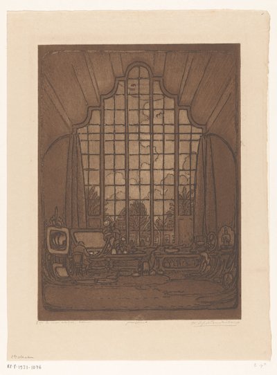 Interieur van het atelier van Wijnand Otto Jan Nieuwenkamp aan Het Marken in Edam door Wijnand Otto Jan Nieuwenkamp (signed by artist)