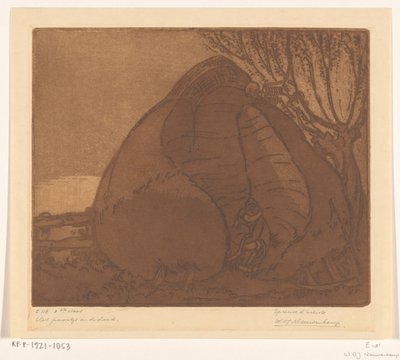 Man en vrouw bespiedt door de Dood door Wijnand Otto Jan Nieuwenkamp (signed by artist)