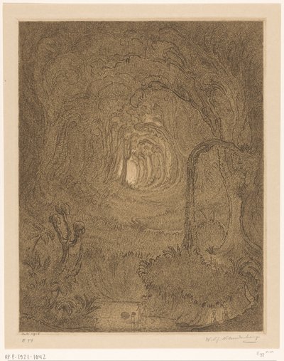 Oerwoud op Java door Wijnand Otto Jan Nieuwenkamp (signed by artist)