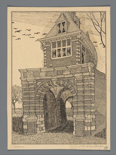 Oosterpoort te Hoorn door Wijnand Otto Jan Nieuwenkamp (signed by artist)