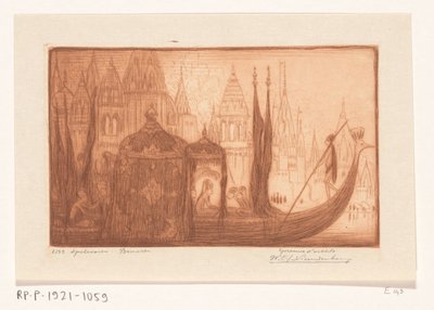 Pleziervaartuig op de Ganges in Benares door Wijnand Otto Jan Nieuwenkamp (signed by artist)