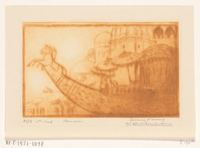Pleziervaartuig van de maharadja van Benares op de Ganges door Wijnand Otto Jan Nieuwenkamp (signed by artist)