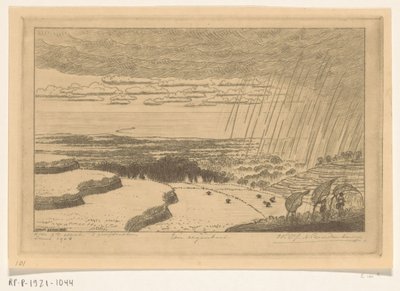 Regenbui boven de rijstvelden bij Gitgit op Bali Een regenbui door Wijnand Otto Jan Nieuwenkamp (signed by artist)