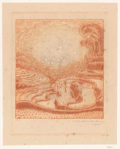 Rijstvelden op Bali door Wijnand Otto Jan Nieuwenkamp (signed by artist)