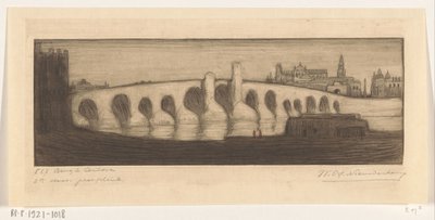 Romeinse brug over de Guadalquivir in Córdoba door Wijnand Otto Jan Nieuwenkamp (signed by artist)
