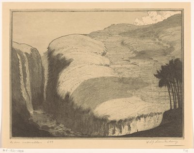 Twee watervallen in Gianyar op Bali door Wijnand Otto Jan Nieuwenkamp (signed by artist)