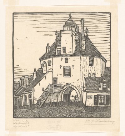 Vispoort in Harderwijk door Wijnand Otto Jan Nieuwenkamp (signed by artist)