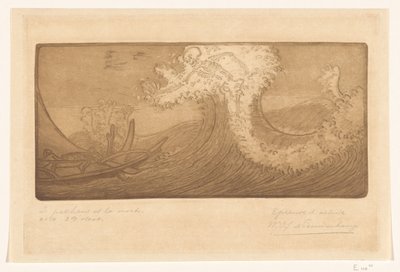 Vissers op zee en de Dood door Wijnand Otto Jan Nieuwenkamp (signed by artist)